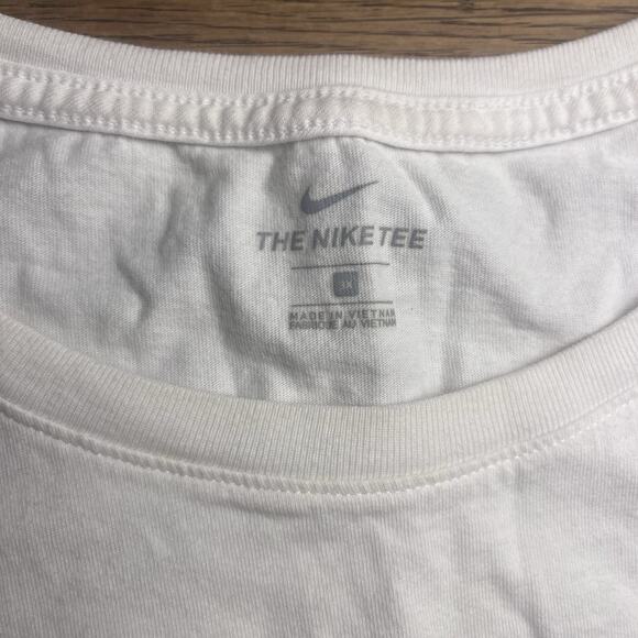 Nike Womens Cotton White T Shirt Sportswear Fierce Plus Size 3X Leopard Logo - Picture 5 of 9